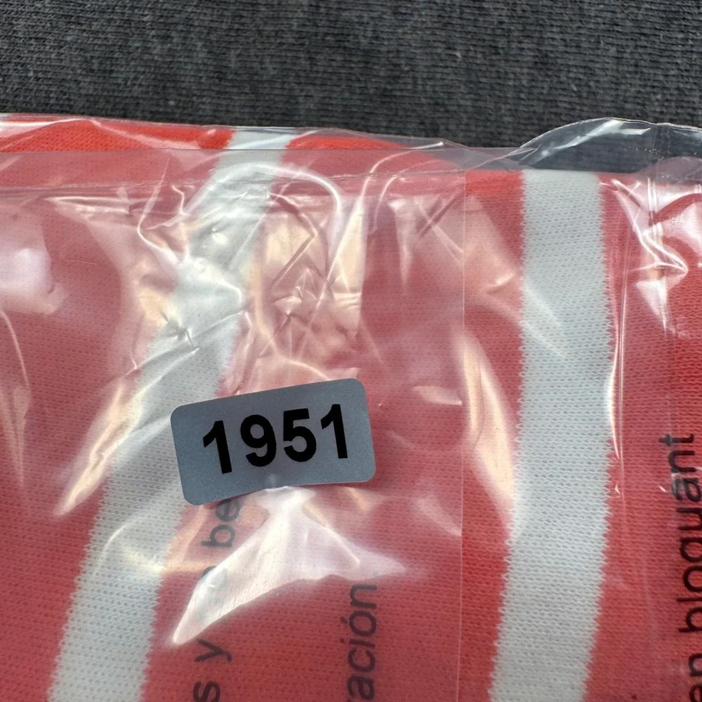 Polo Ralph Lauren Mens Large Orange White Striped Short Sleeve Cotton Polo Shirt